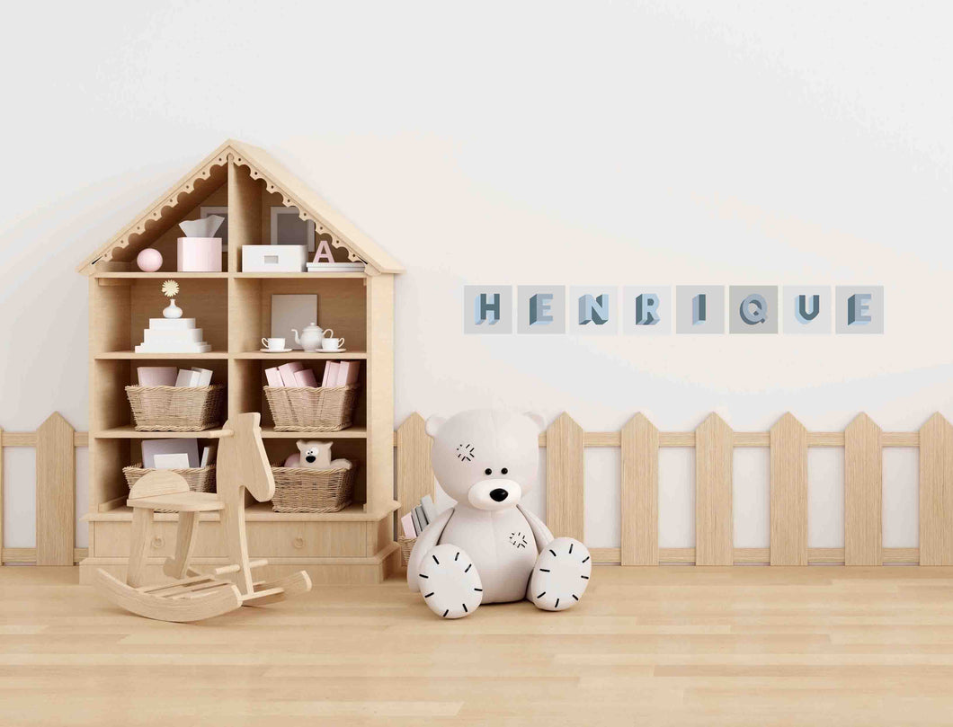 Autocolantes decorativos letras azuis para personalizar o quarto dos seus filhos. Sabia que a cor azul representa confiança, tranquilidade e alegria?